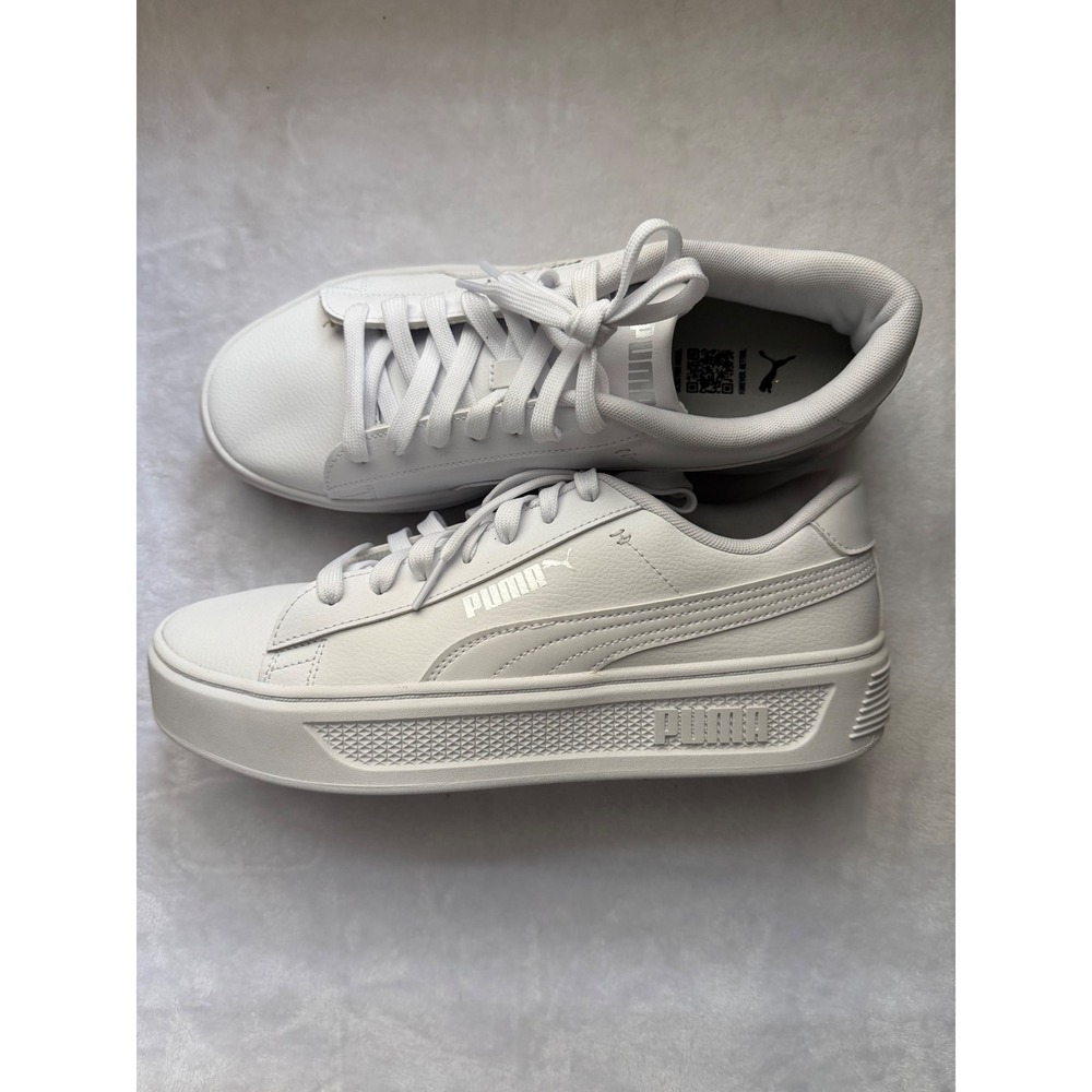 Puma‎ Smash 3.0 Platform White Sneakers Womens Low Top Trainers